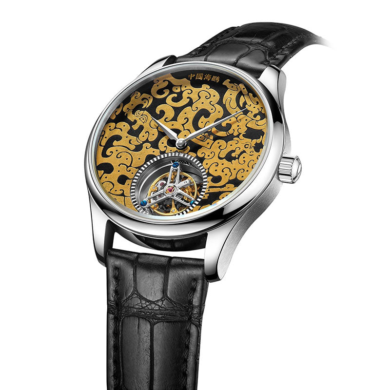 Sea-gull Heritage 818.98.8840 herreklokke 42mm svart skjelett