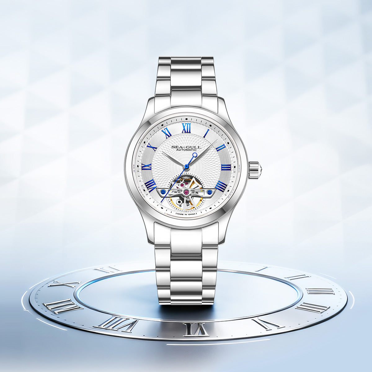Sea-gull 816.19.1090 herreklokke automatisk blå 39 mm