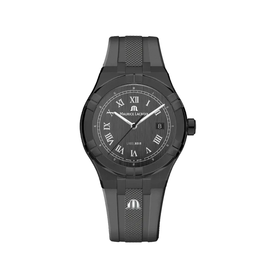Label Noir Aikon Automatic 42MM klokke PVD svart grå gummi