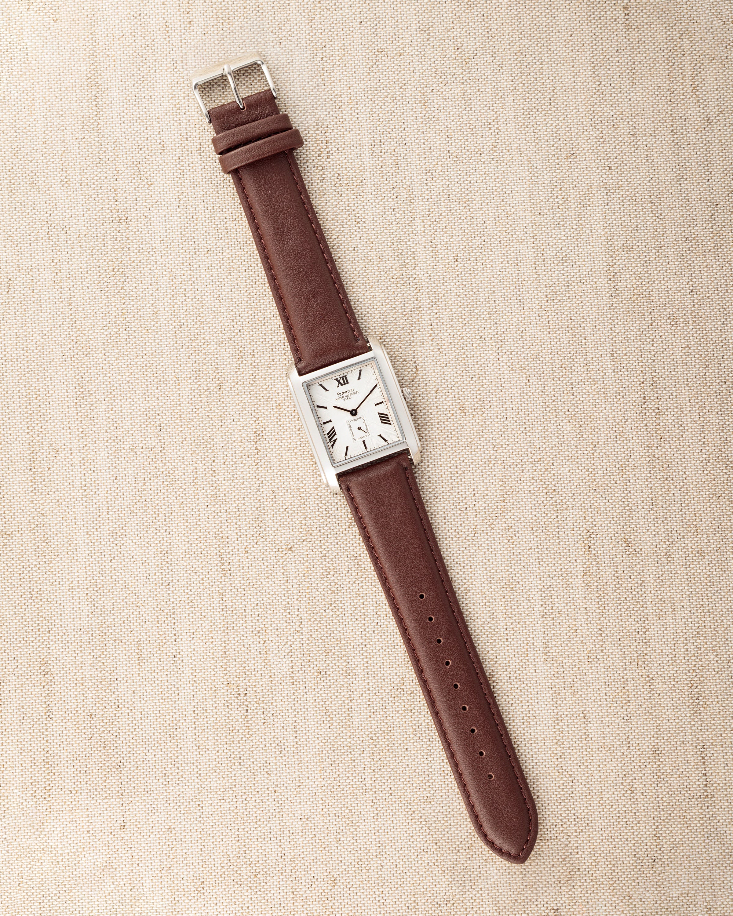 Armitron Vintage1889 herreklokke brun/sølv firkantet