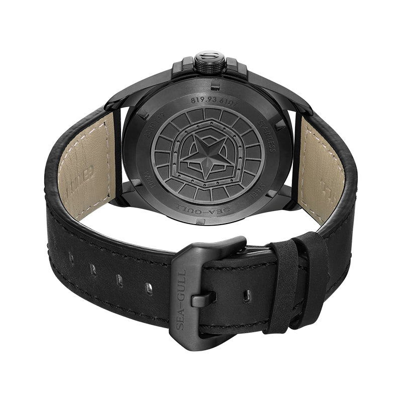 Sea-gull Army One 819.93.6107 herreklokke sort 43 mm