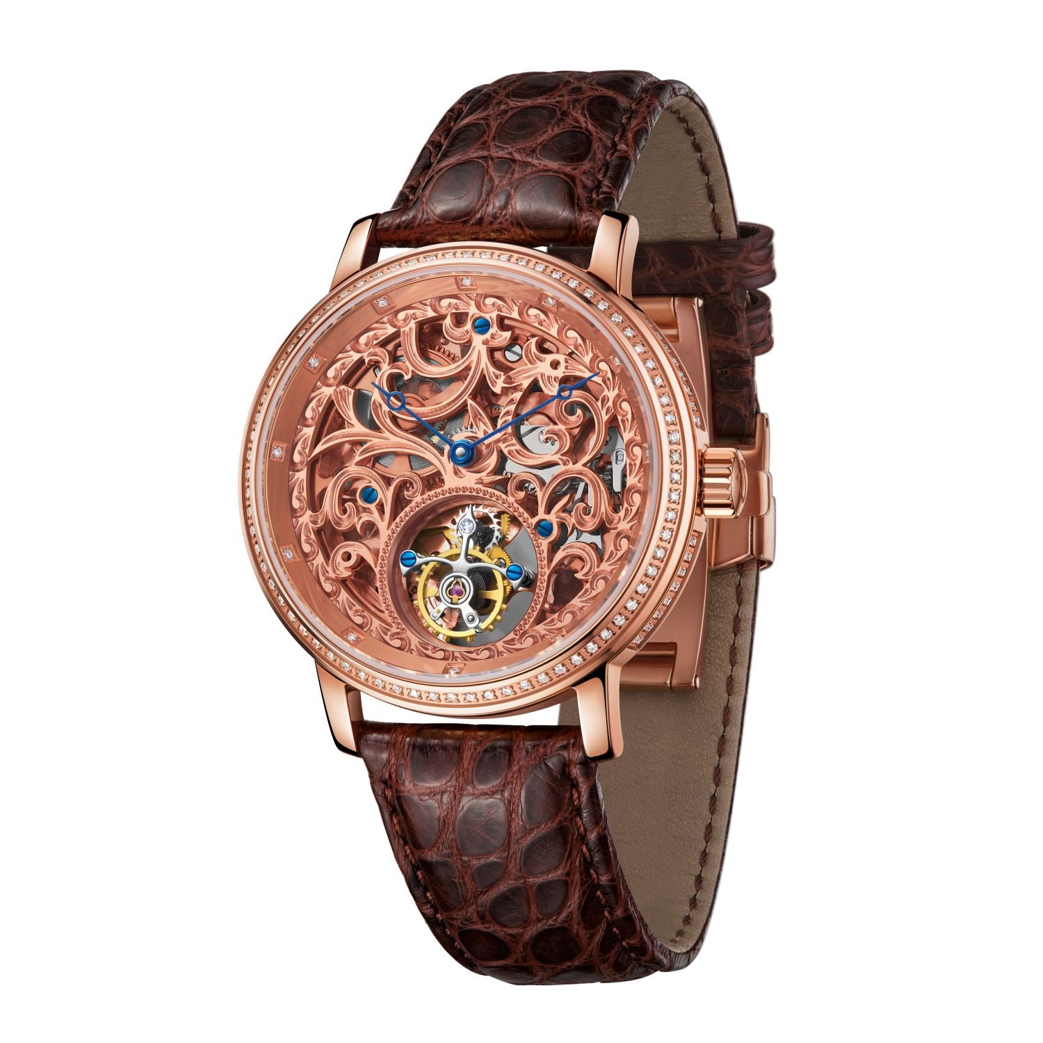 Sea-gull 518.85.5056VK tourbillonklokke roségull skjelett