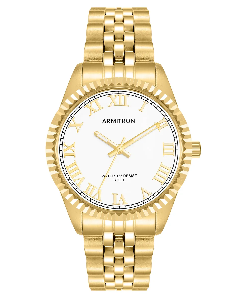 Armitron Rachel 36mm dameklokke gull romertall