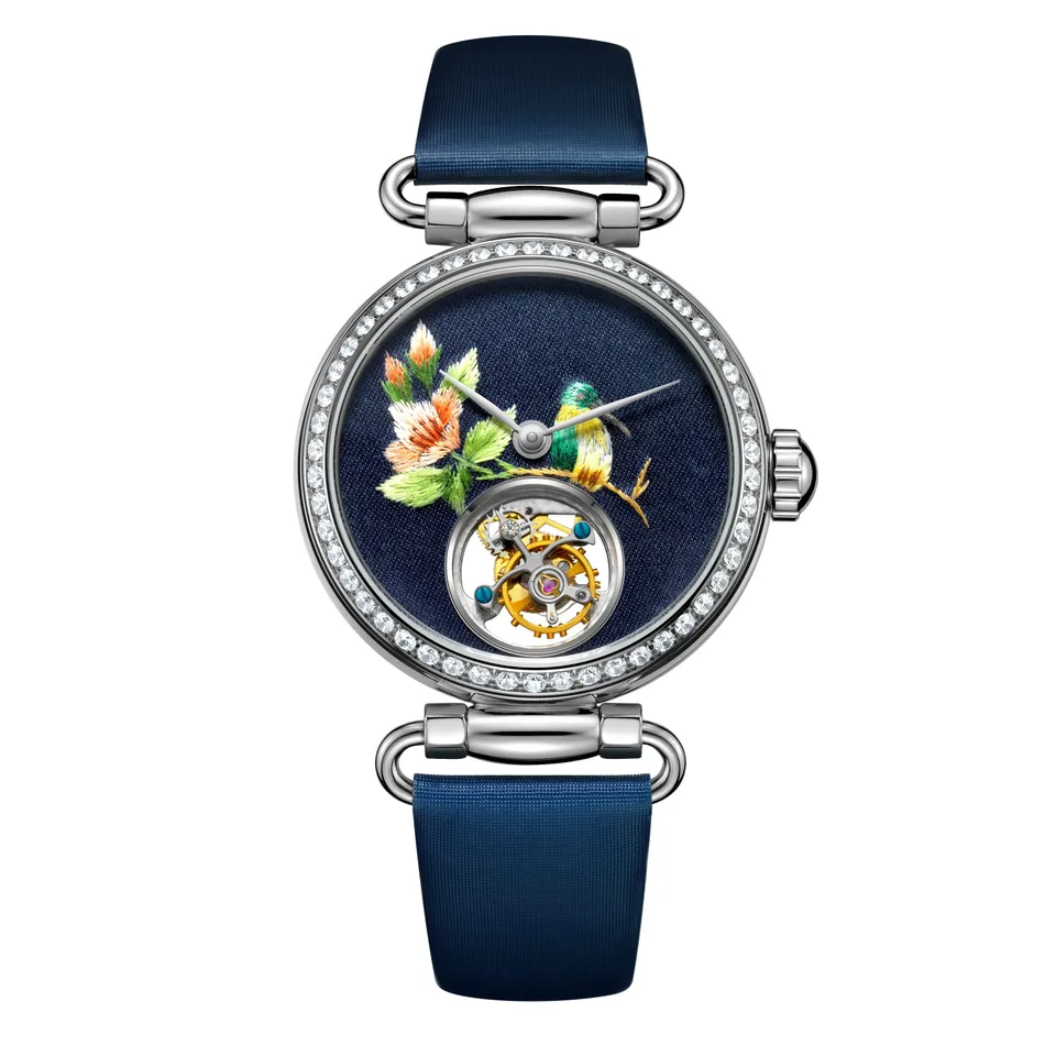 Sea-gull Heritage Eccentric Tourbillon 39mm klokke blå brodert