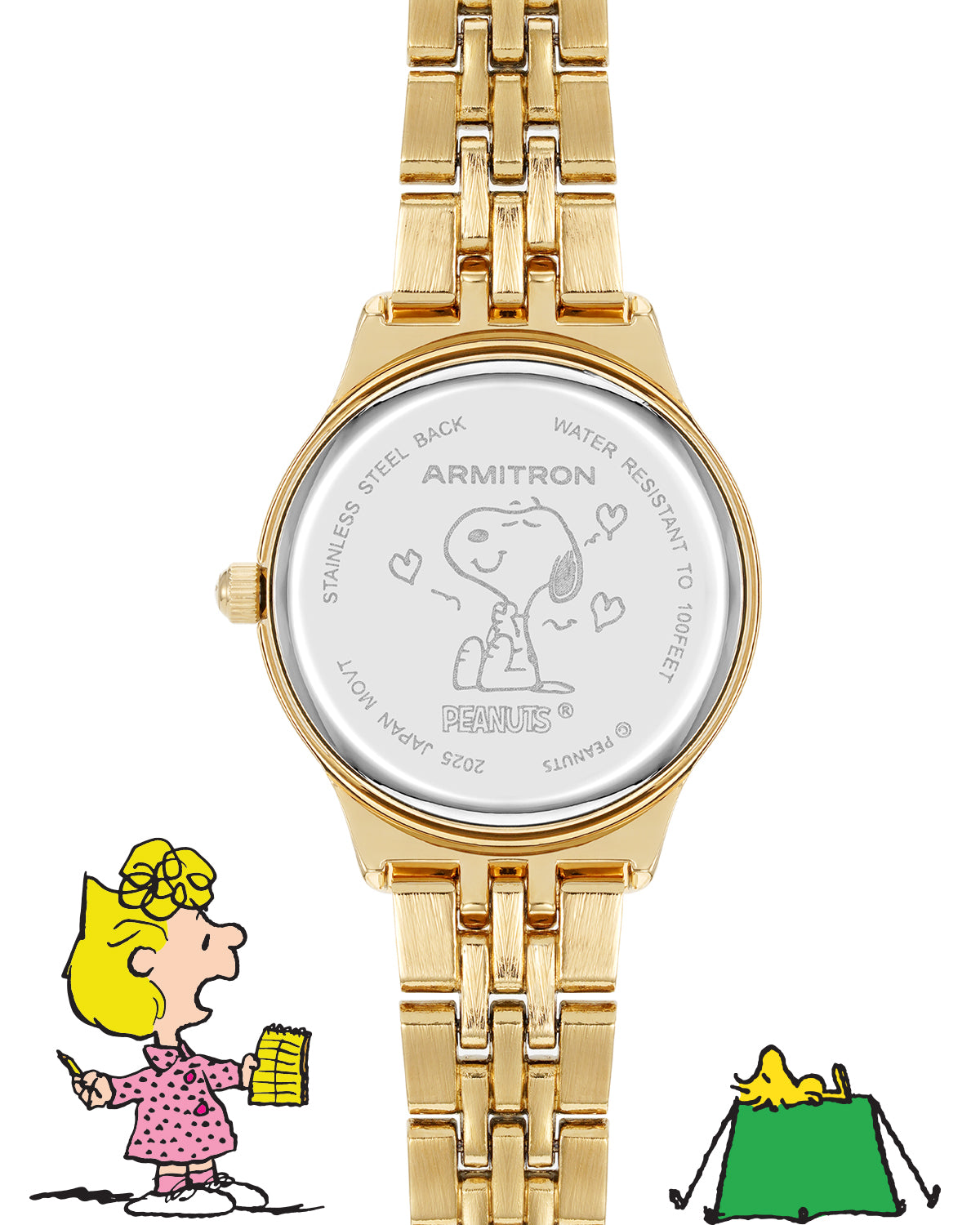 Armitron Peanuts 34mm dameklokke gull Snoopy