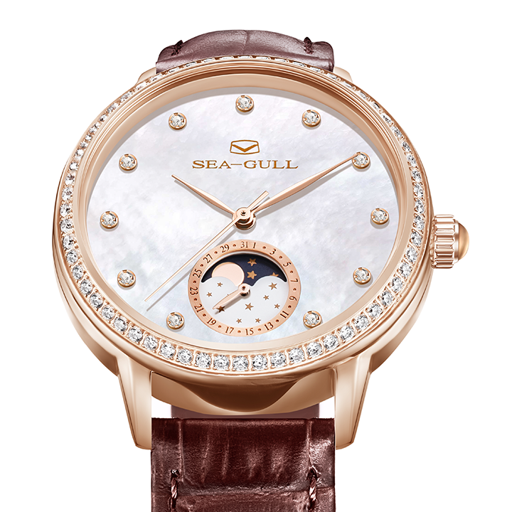 Sea-gull 319.15.1136L dameklokke automatisk 34 mm brun