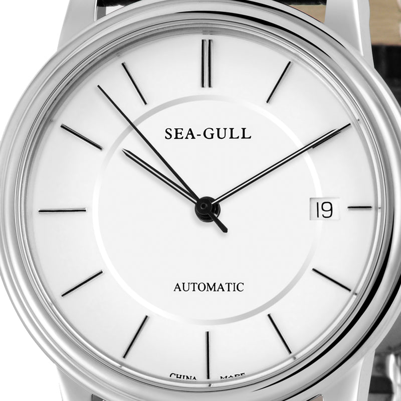 Sea-gull M201S dressklokke automatisk hvit 38 mm