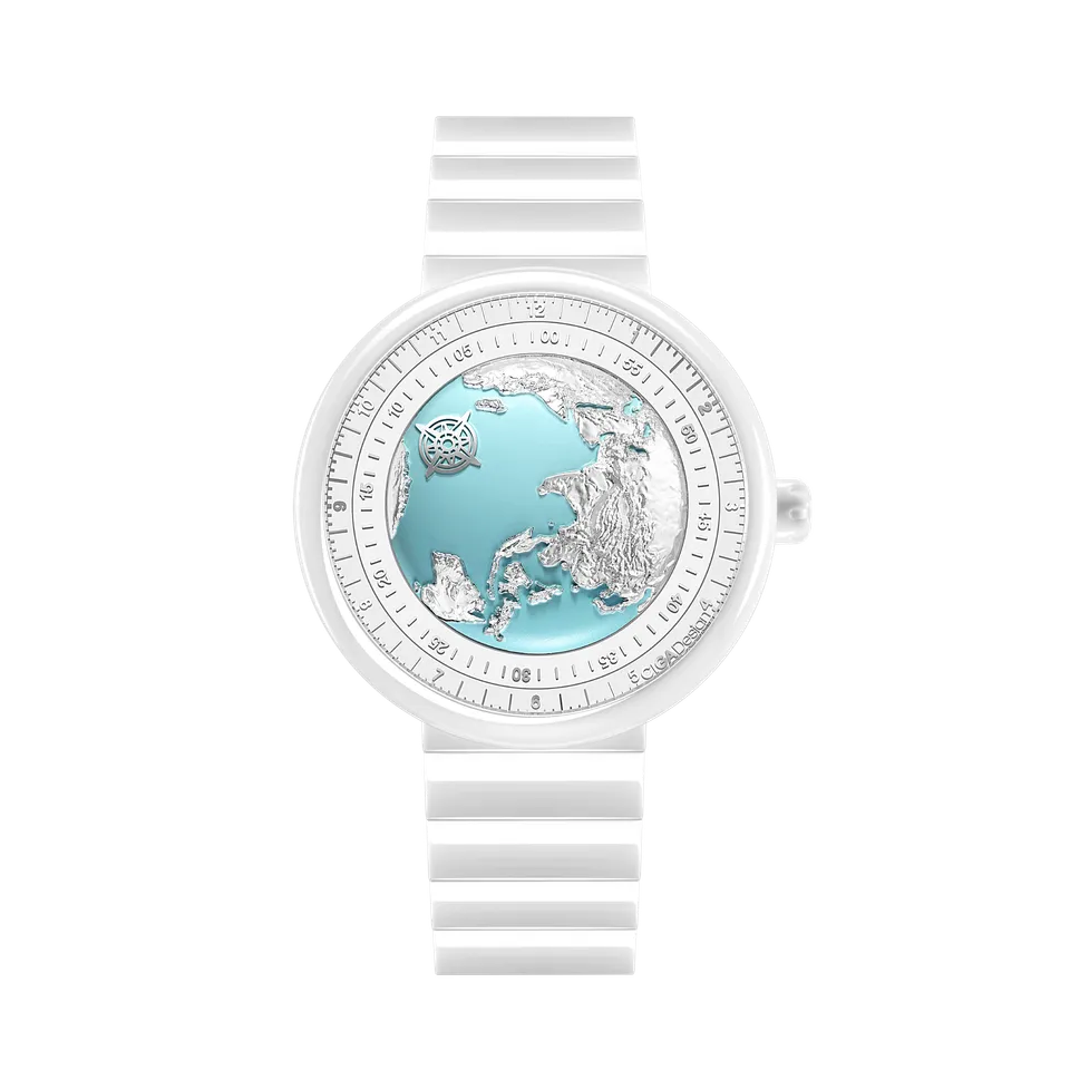 CIGA Design Blue Planet Ice Age dameklokke