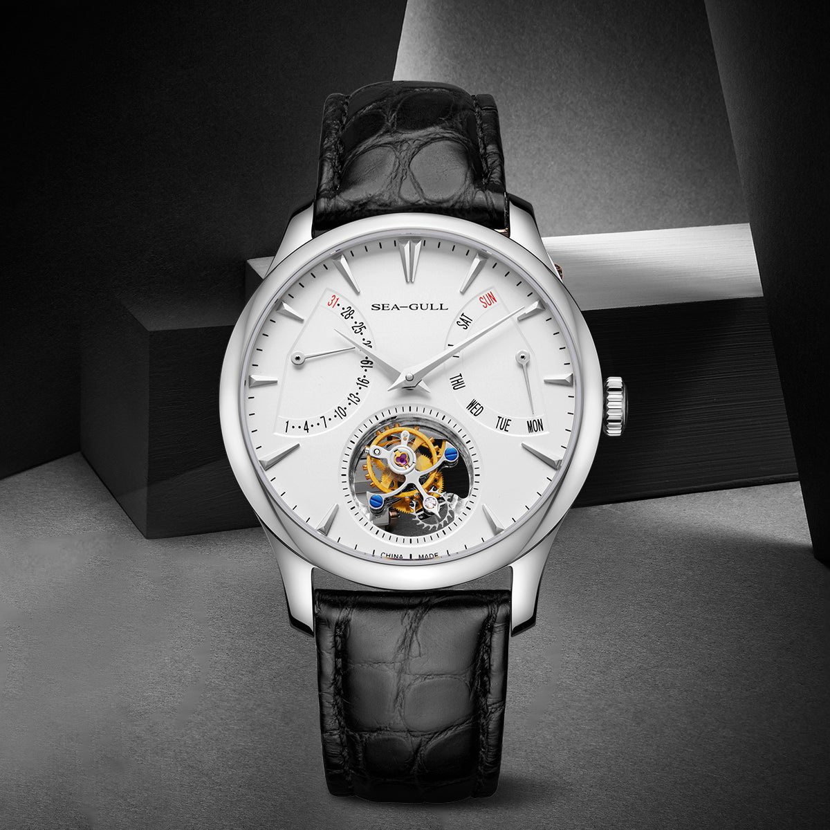 Sea-gull Artisan Heritage 818.12.8827 klokke hvit 42mm