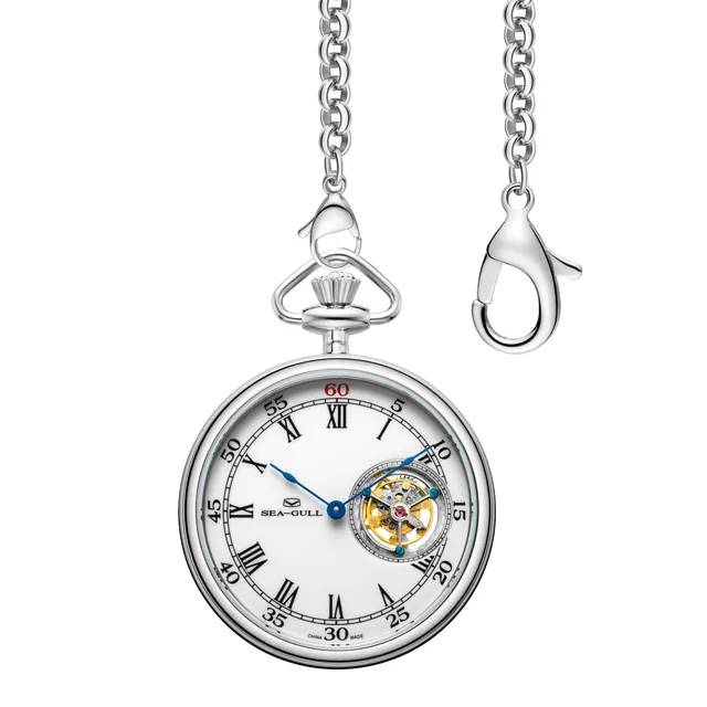 Sea-gull 856.11.8804 tourbillon lommeur hvit 47mm