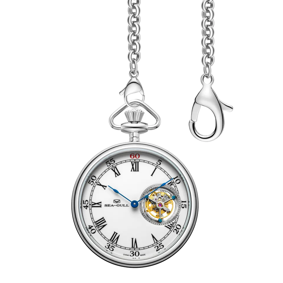 Sea-gull 856.11.8804 tourbillon lommeur hvit 47mm