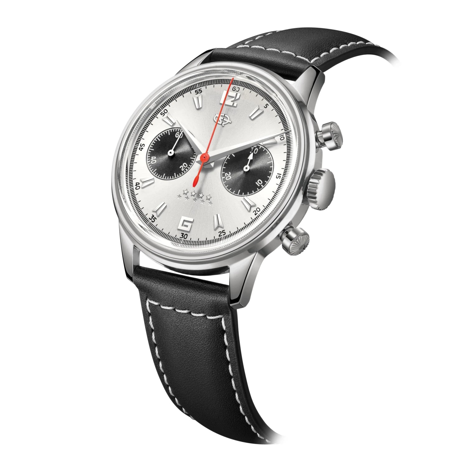 Sea-gull 1963 D304 kronograf hvit stål 40 mm