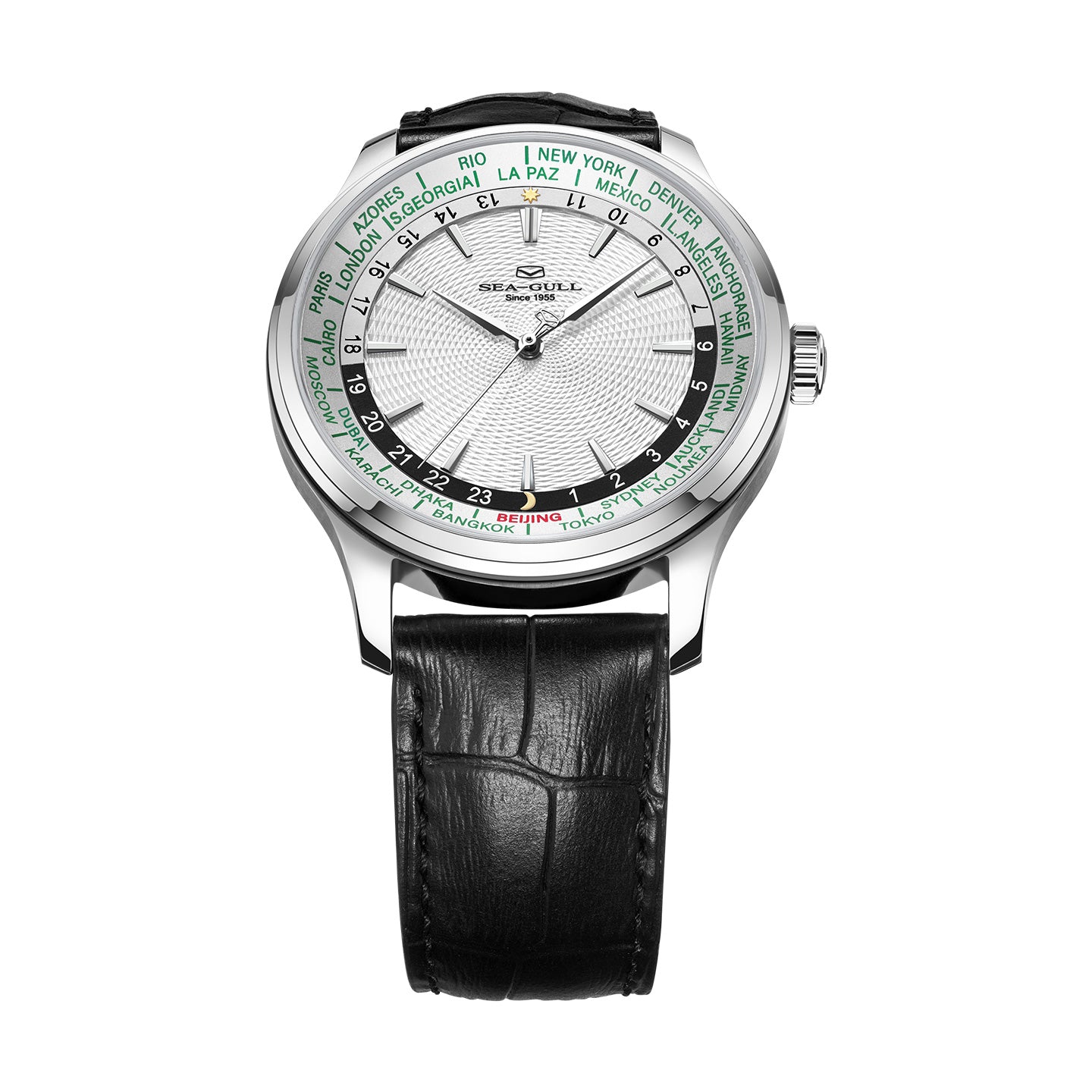 Sea-gull Extraordinary 819.12.1084 herreklokke hvit GMT