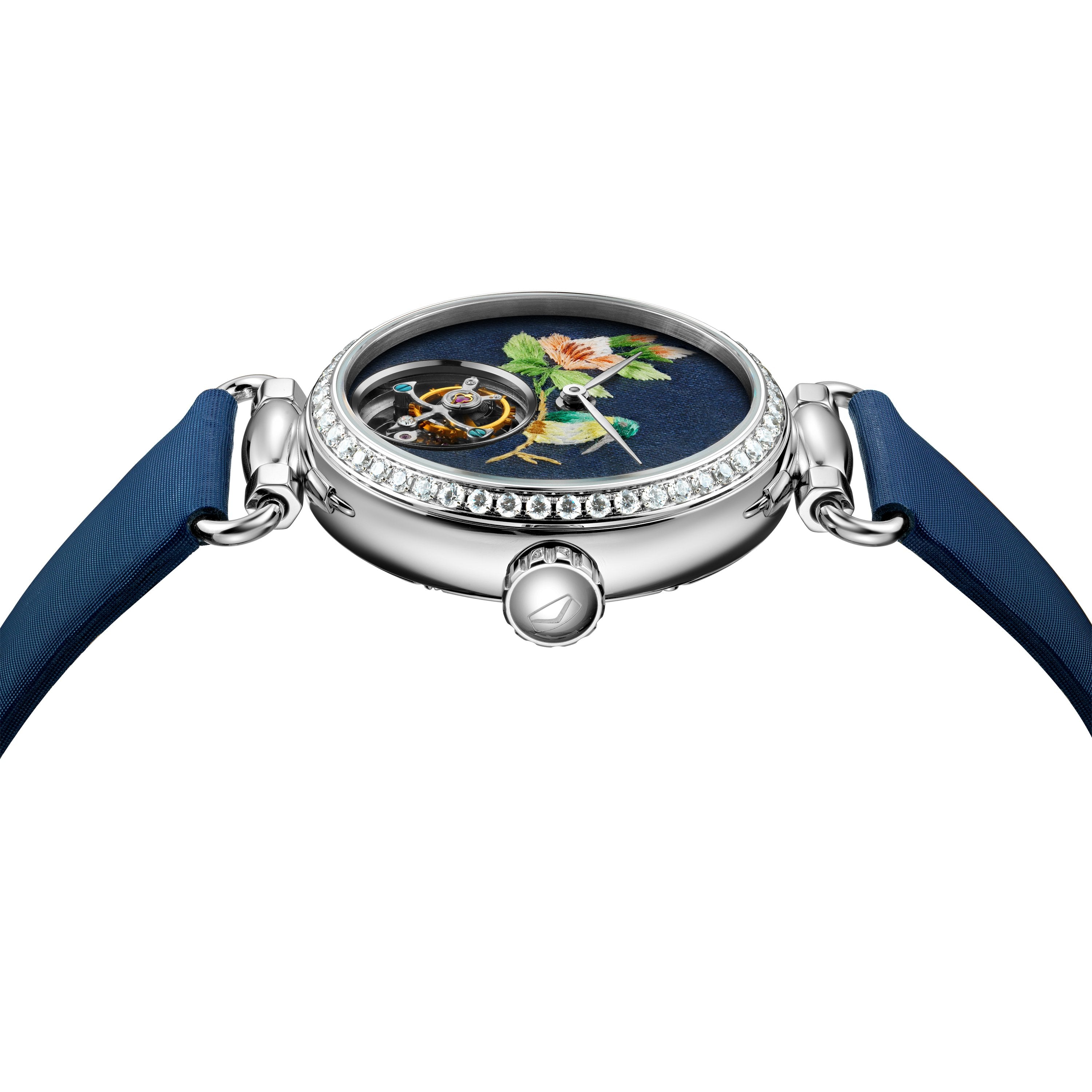 Sea-gull Heritage Eccentric Tourbillon 39mm klokke blå brodert
