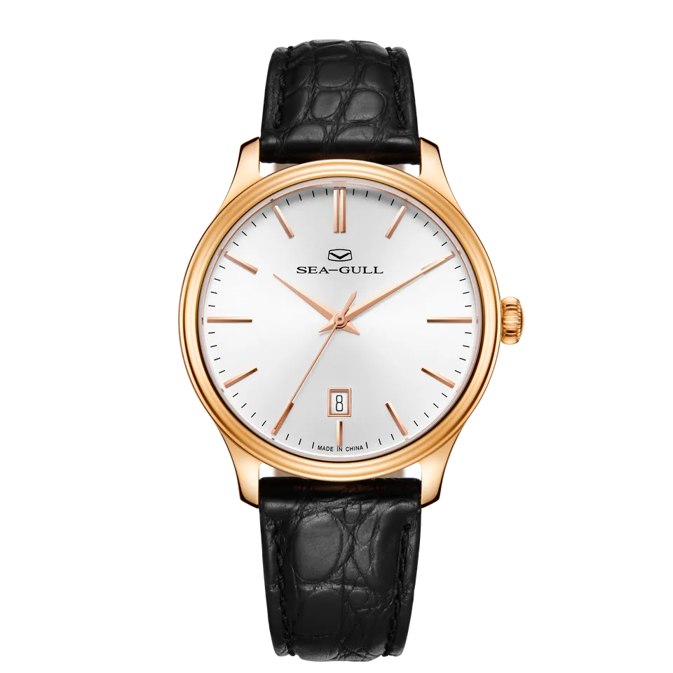Sea-gull 118.12.1061 dressklokke hvit herre 40mm gull