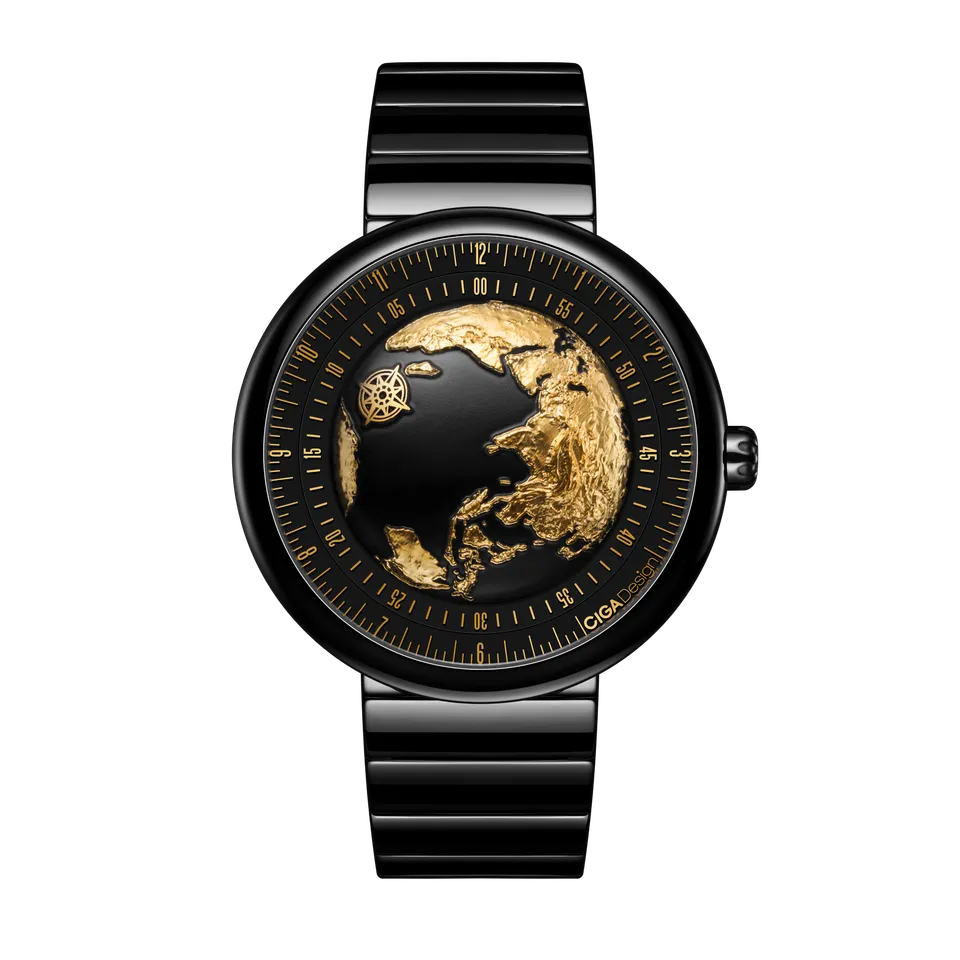 CIGA Design Blue Planet Gilded Age automatisk klokke 46mm gull