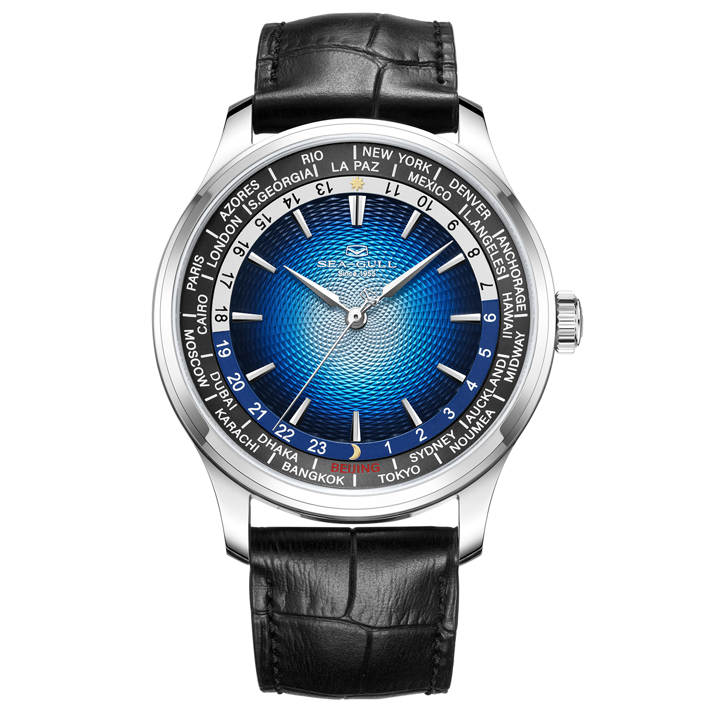 Sea-gull Extraordinary 819.12.1084 herreklokke hvit GMT