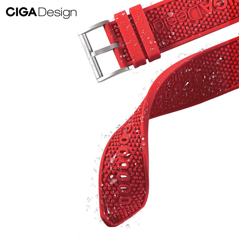 CIGA Design silikonrem 22mm rød hurtigfeste