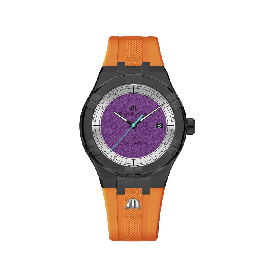 Label Noir Aikon Automatic 42MM klokke lilla oransje gummirem