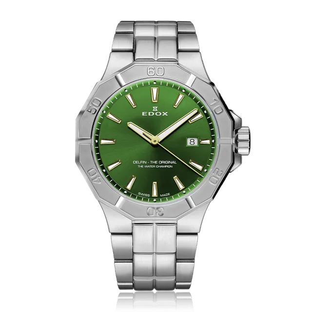 Edox Delfin Date herreklokke original stål