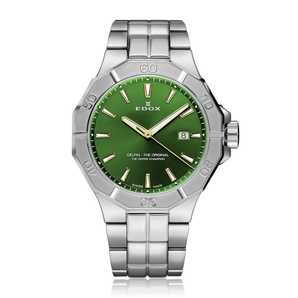 Edox Delfin Date herreklokke original stål