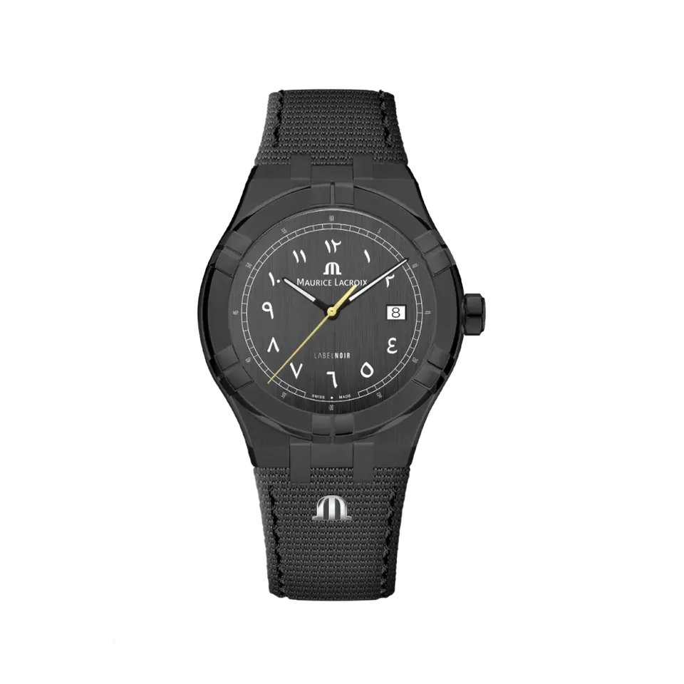Label Noir Aikon Automatic 42MM klokke hvit satin gul viser