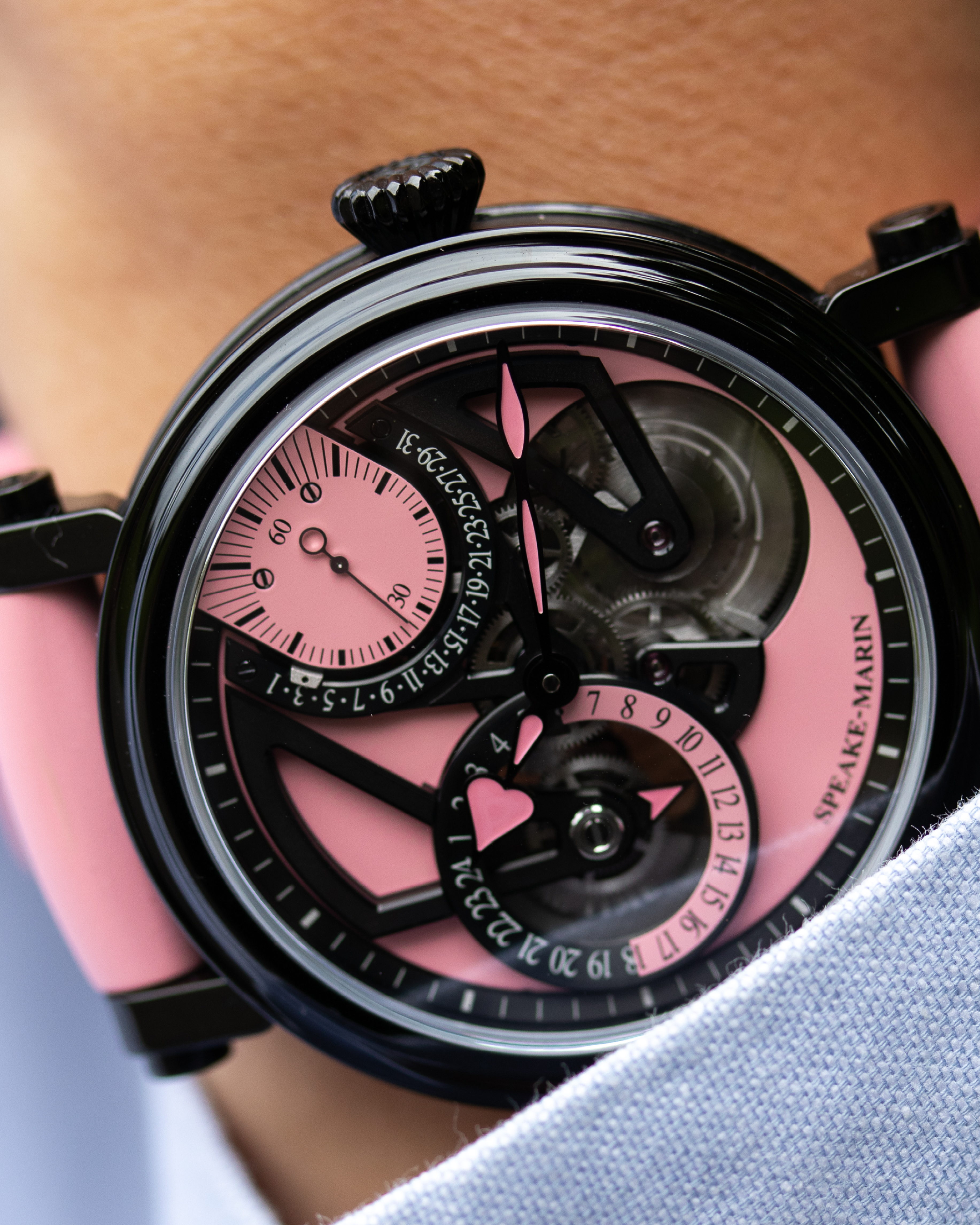 Speake-Marin Dual Time Pink klokke rosa 38mm 42mm