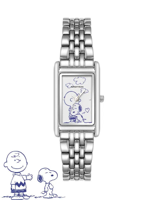 Armitron Peanuts 20mm dameklokke sølv Snoopy-klem