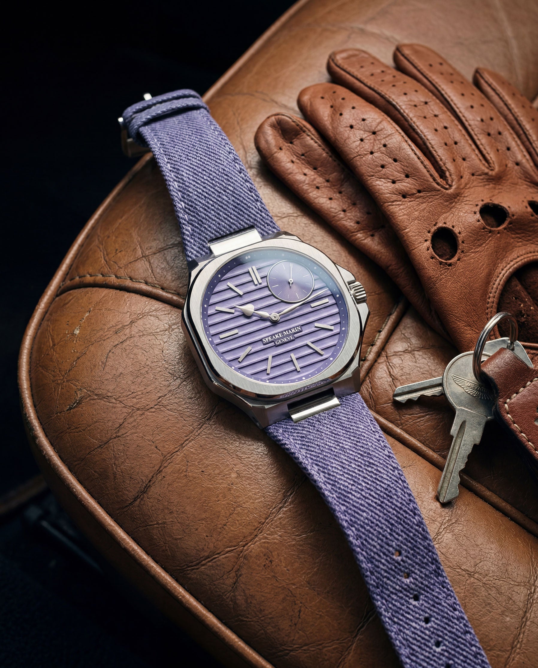 Speake-Marin Ripples Portobello klokke lavendel stål