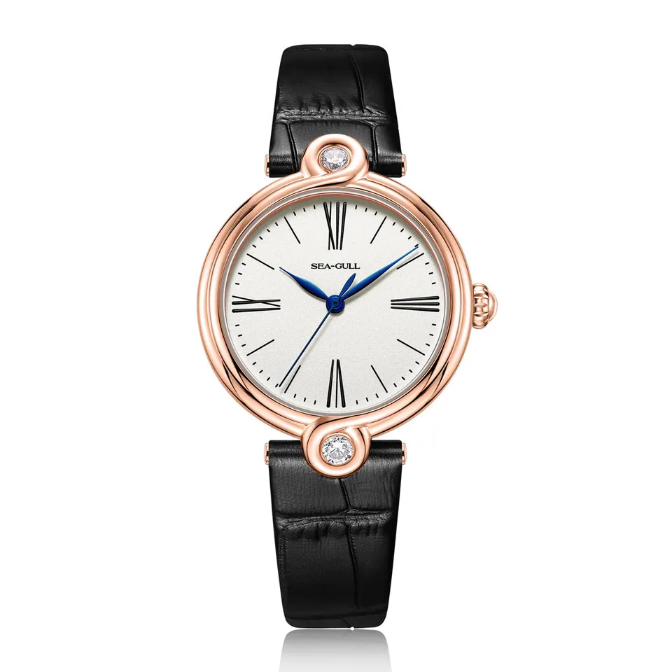 Sea-gull Infinity Zircon dameklokke 33mm blå lær