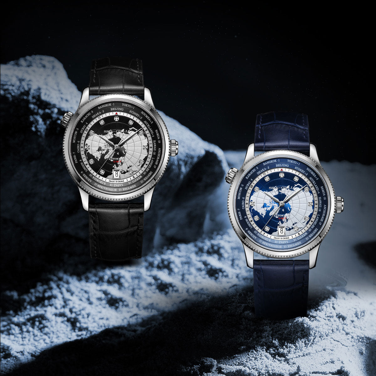Sea-gull 819.95.7079V herreklokke blå GMT