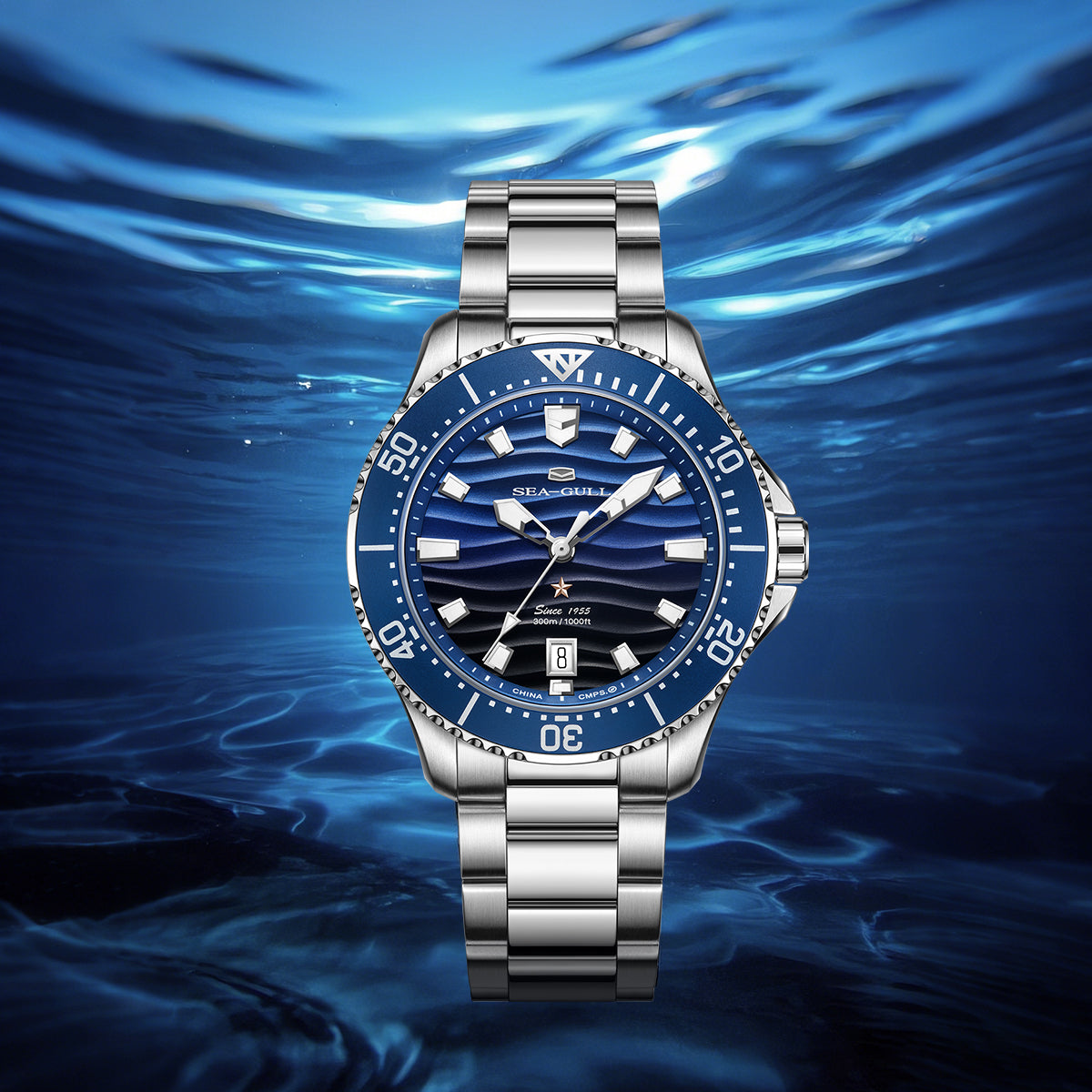 Sea-gull Ocean Pro 816.32.1218 dykkerklokke blå 41mm 300m