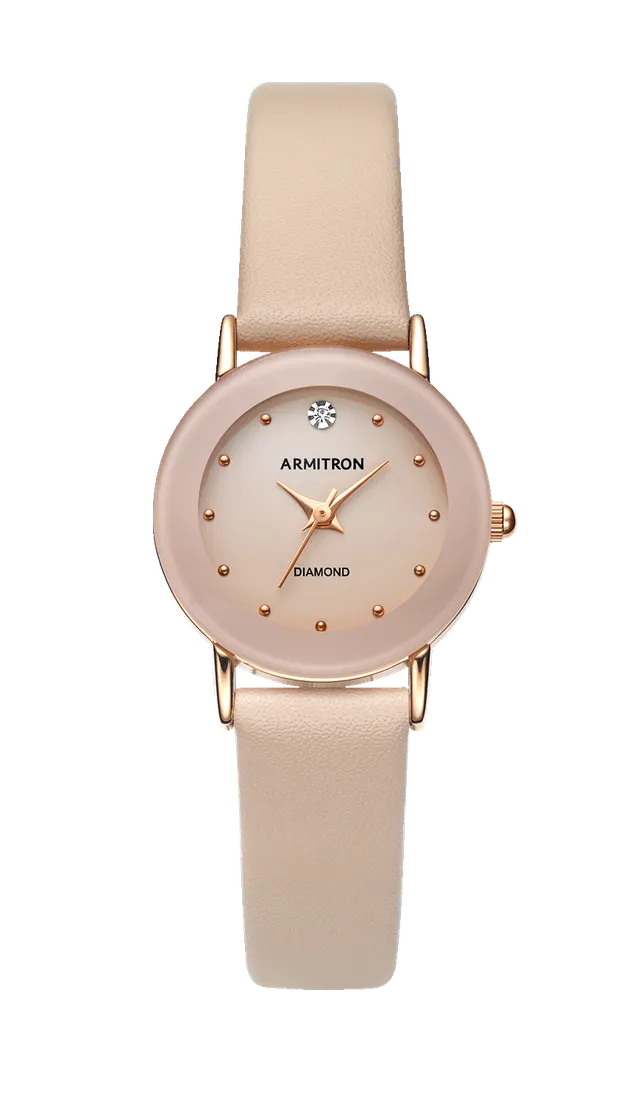 Armitron Toyama 24mm dameklokke gull/rosa diamant