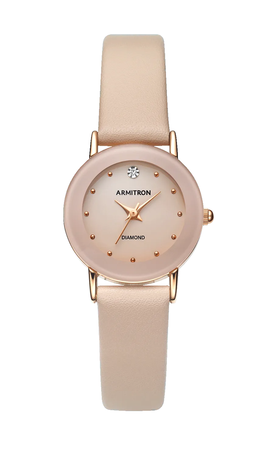 Armitron Toyama 24mm dameklokke gull/rosa diamant