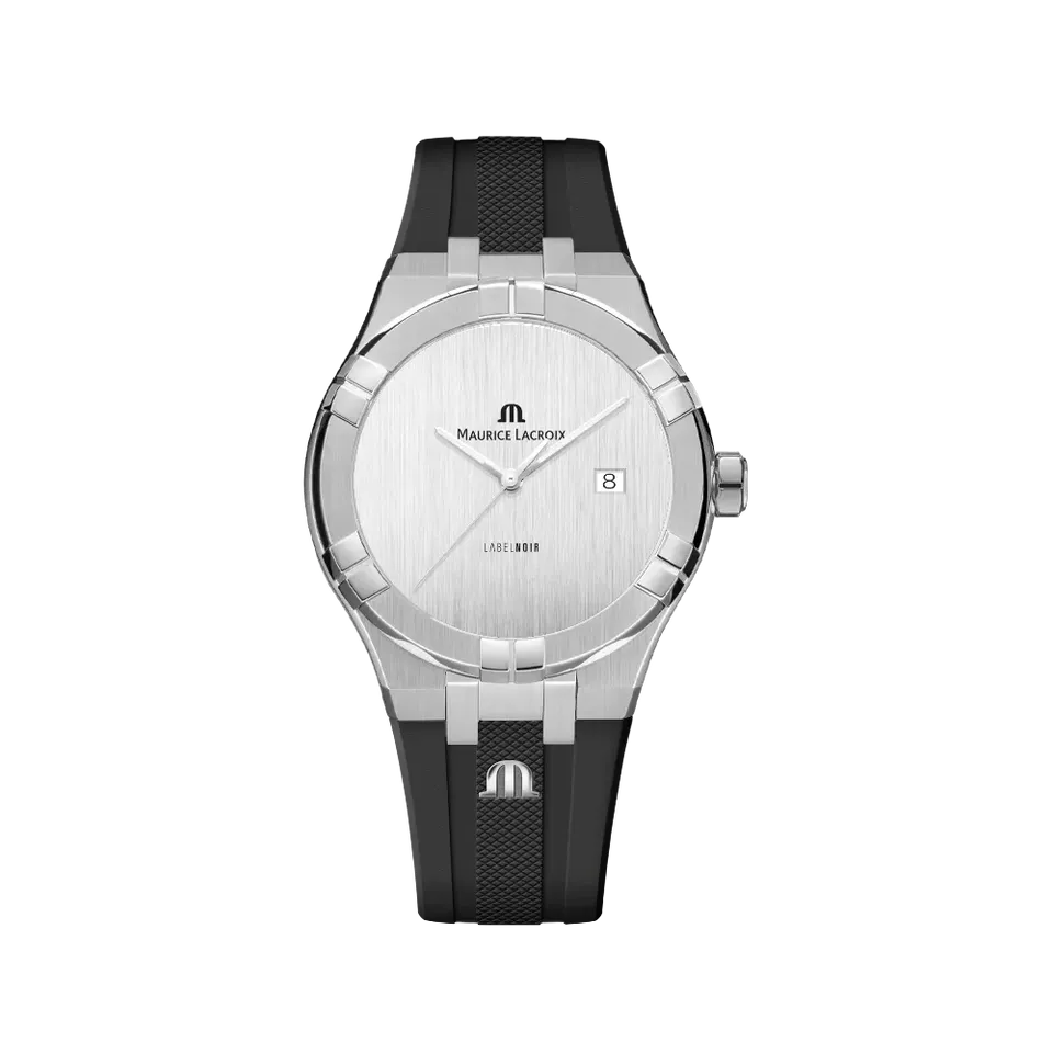 Label Noir Aikon Automatic 42MM klokke stål hvit gummirem
