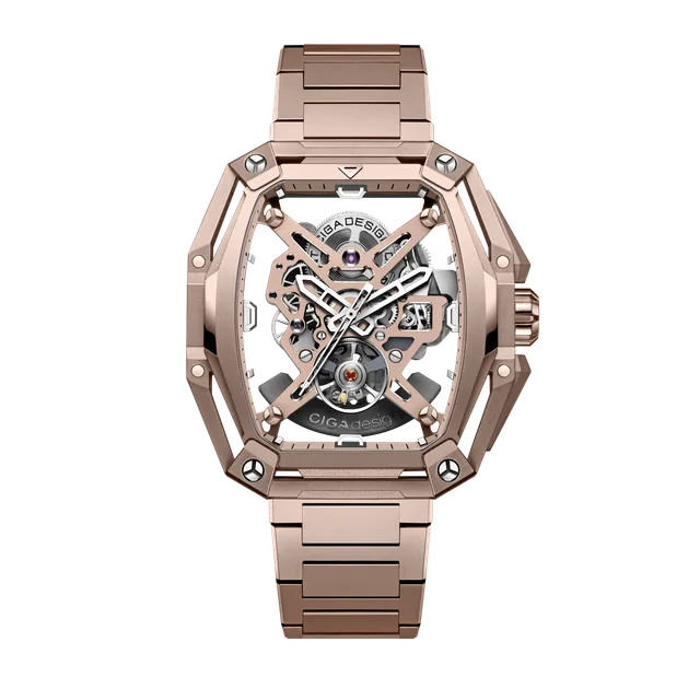 CIGA Design Hunter Vintage skjelettklokke rose gold