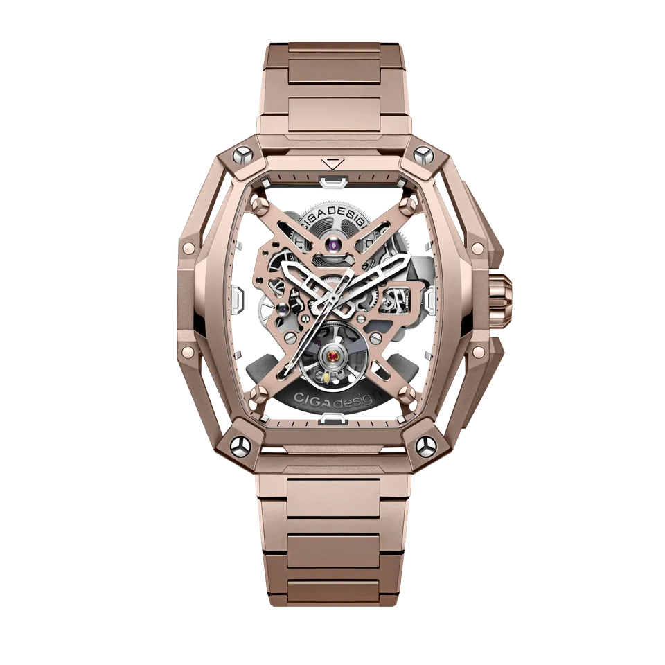 CIGA Design Hunter Vintage skjelettklokke rose gold