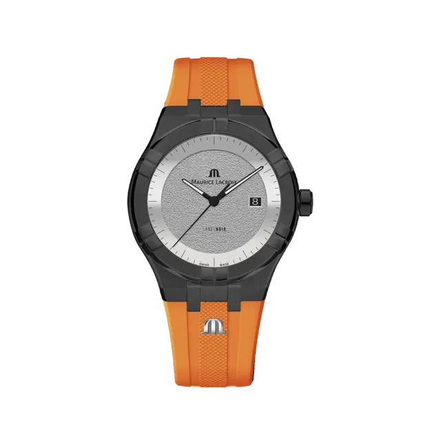 Label Noir Aikon Automatic 42MM klokke svart oransje gummi