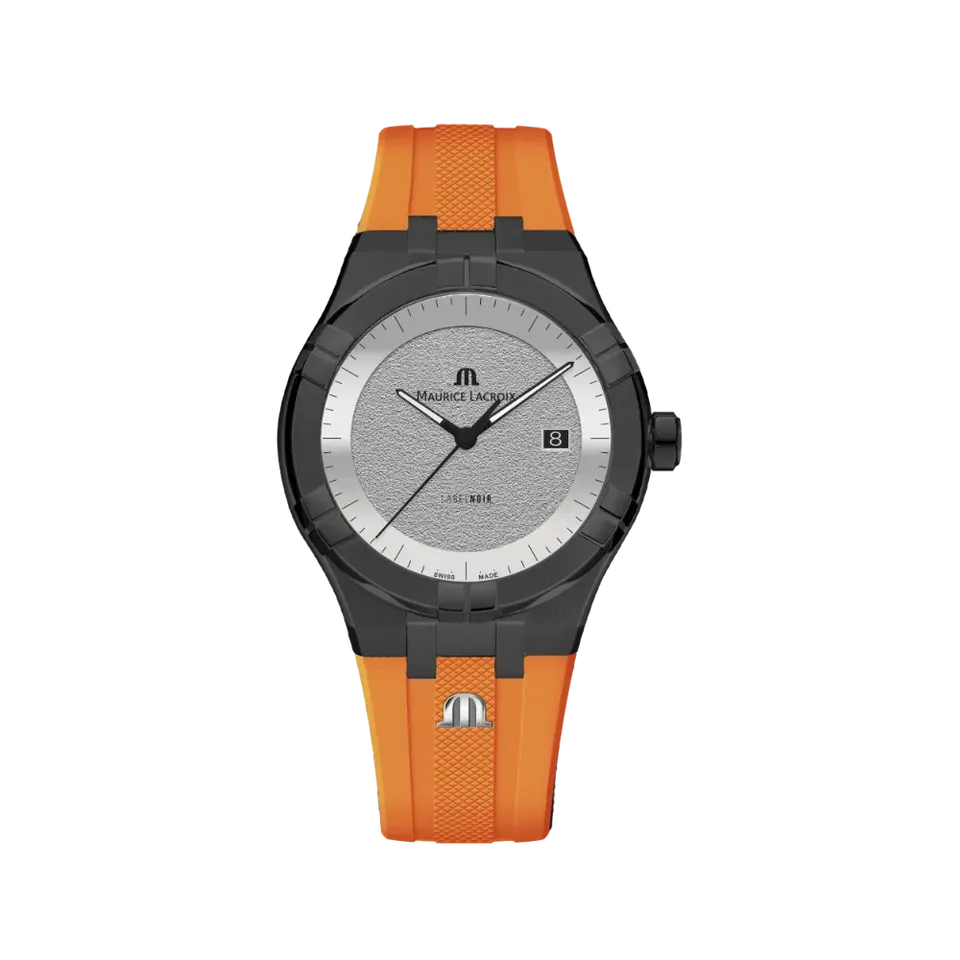 Label Noir Aikon Automatic 42MM klokke svart oransje gummi