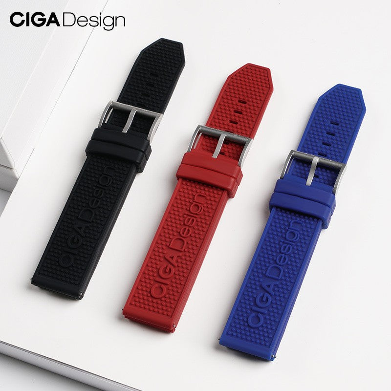 CIGA Design silikonrem 22mm rød hurtigfeste