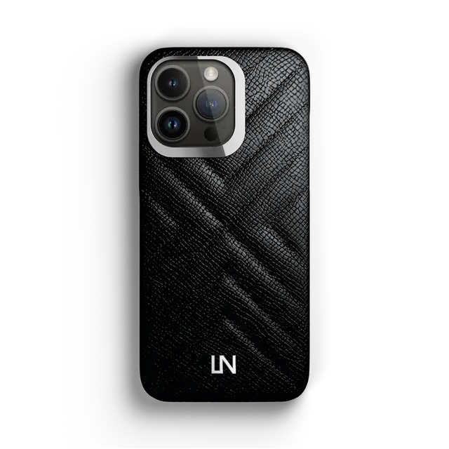Label Noir iPhone 13 Pro quilted deksel svart kalveskinn