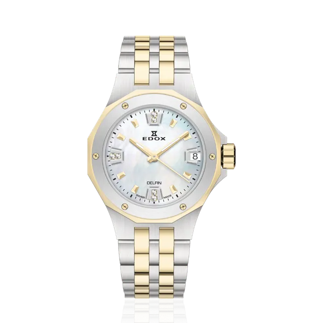 Edox Date Lady dameklokke stål med dato