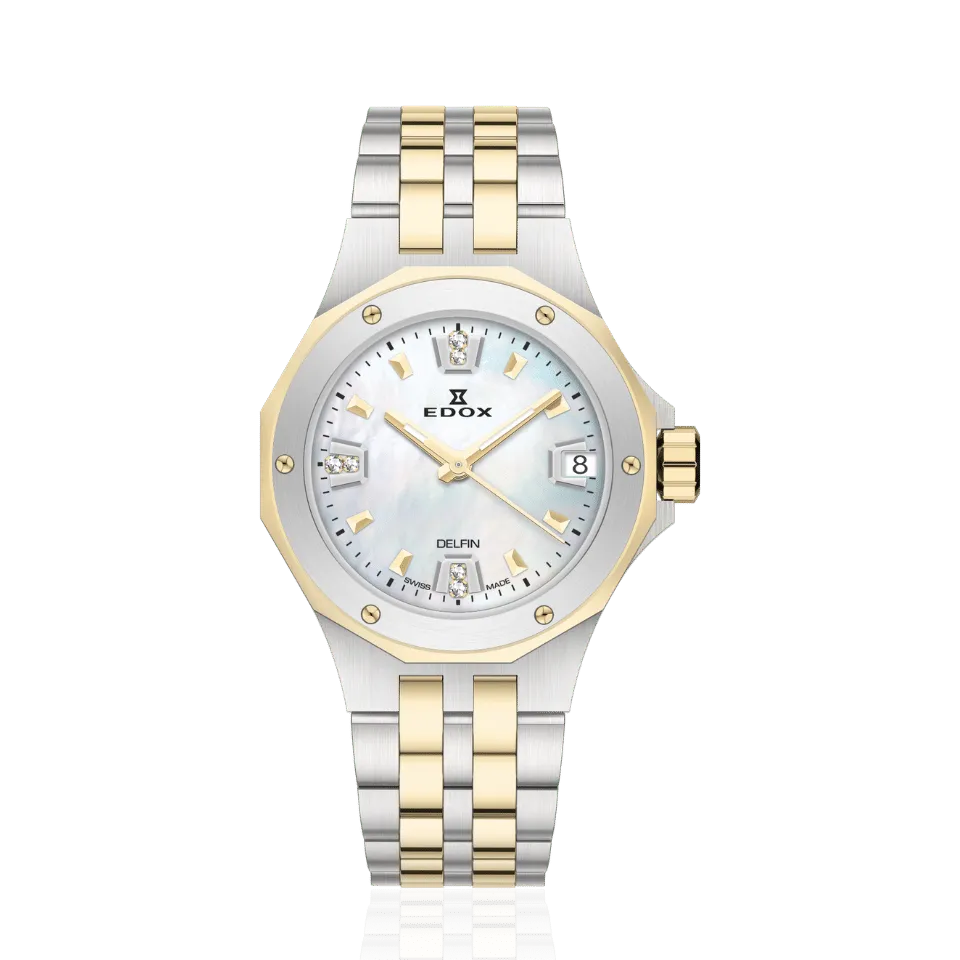 Edox Date Lady dameklokke stål med dato