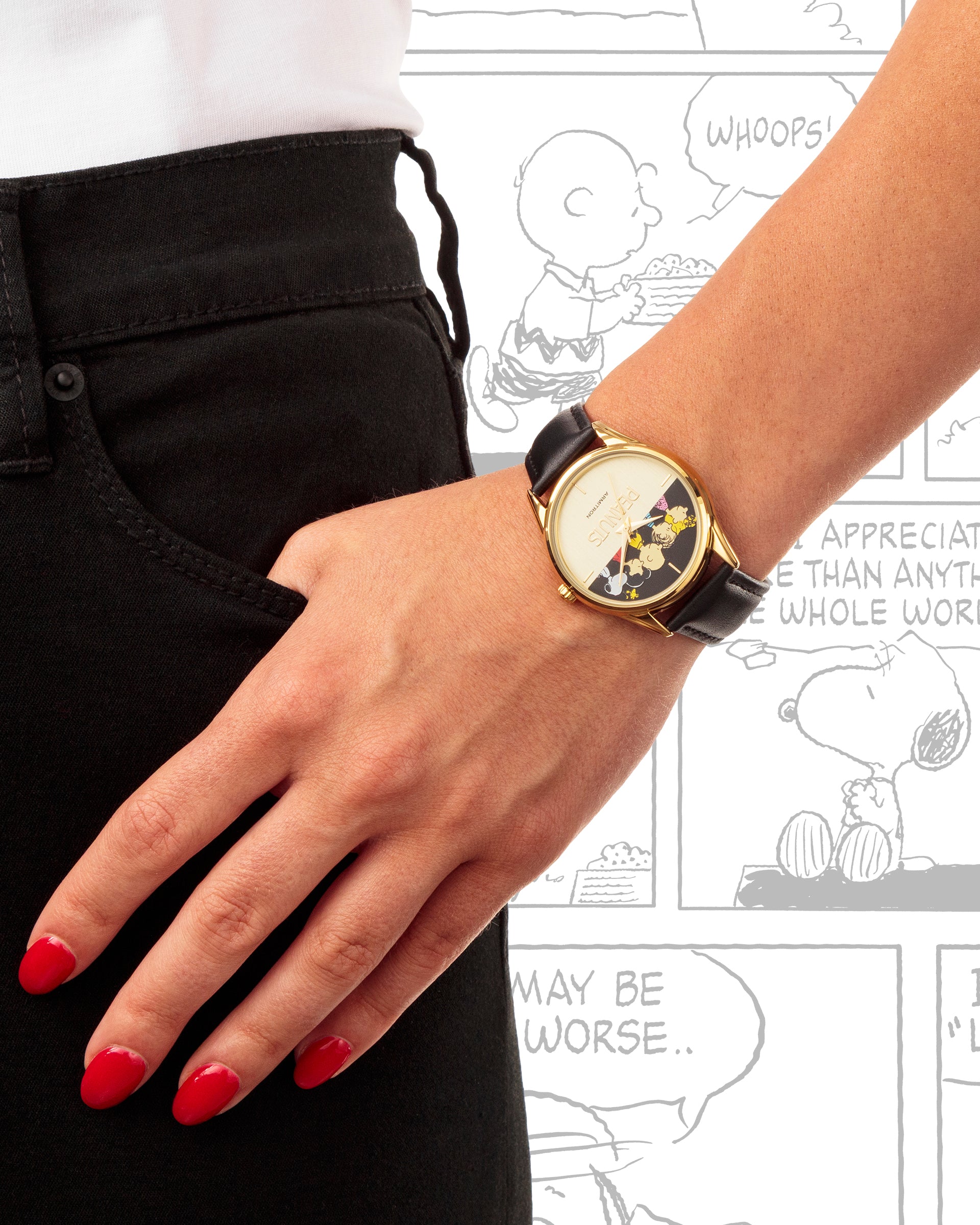 Armitron Peanuts Lineup herreklokke 36 mm sort/gull