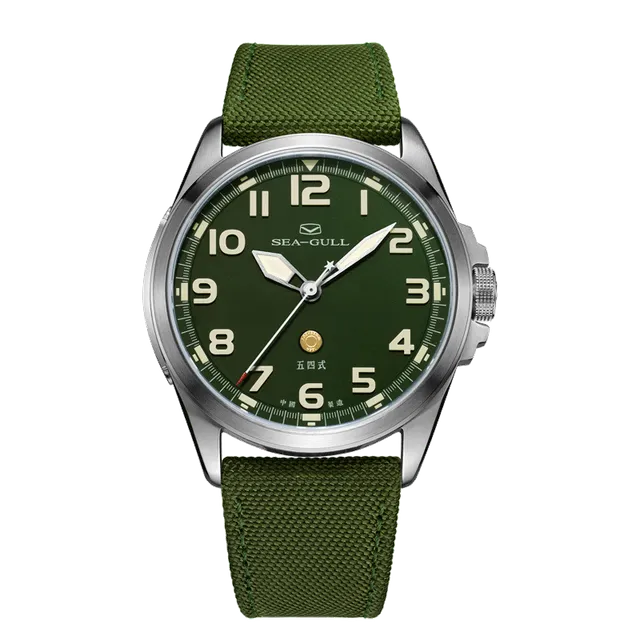 Sea-gull Army One 811.93.6106 feltklokke grønn 43mm