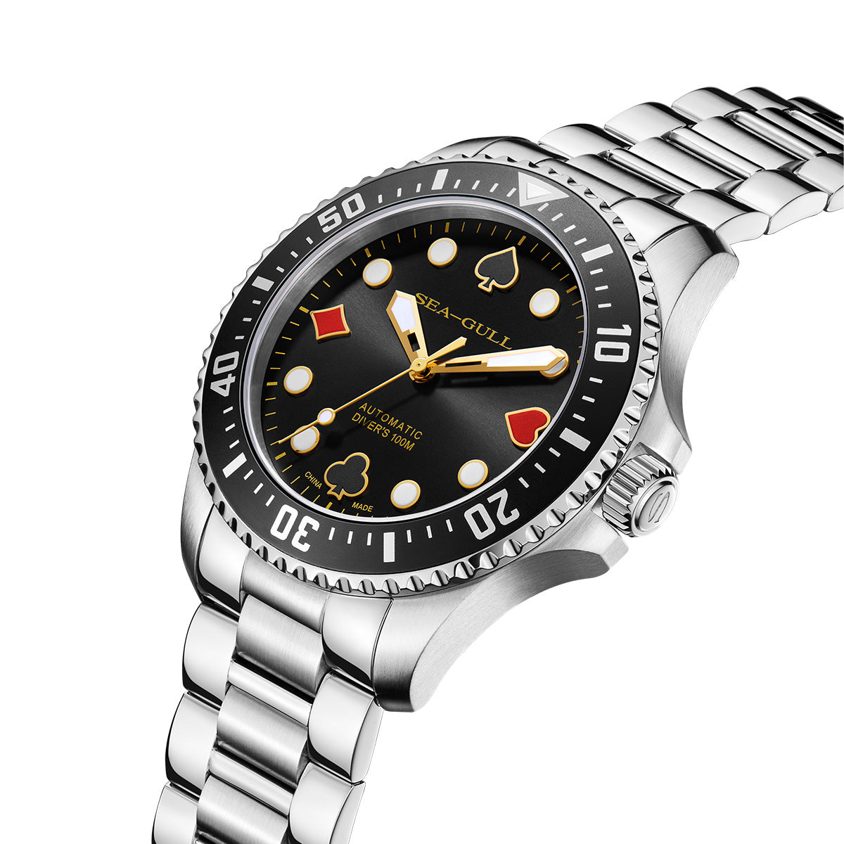 Sea-gull Ocean Poker Master 44,5mm dykkerklokke svart