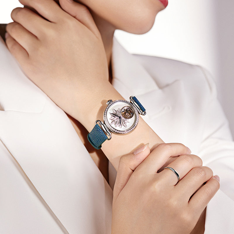 Sea-gull Artisan ICH 713.18.8100L dameklokke tourbillon blå