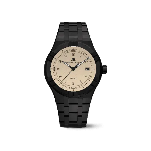 Label Noir Aikon Automatic 42mm klokke krem keramikk