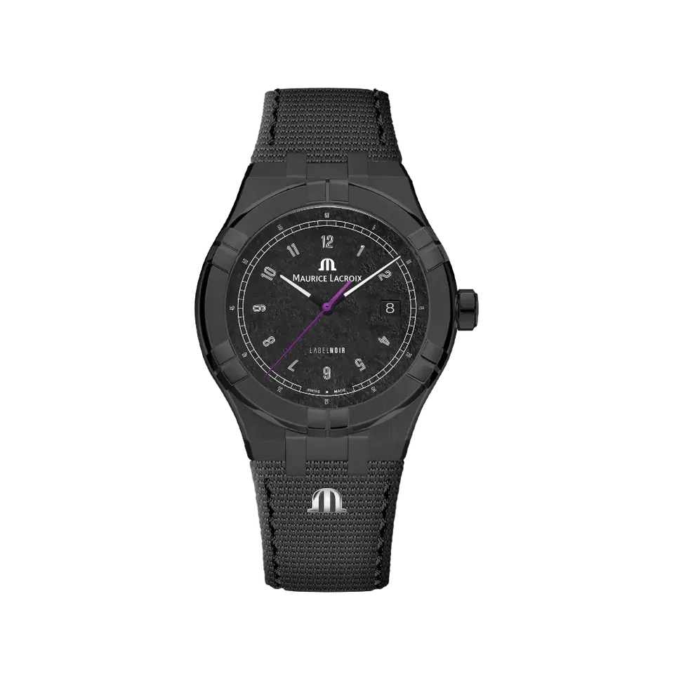 Label Noir Aikon Automatic 42MM herreklokke PVD lilla tekstil