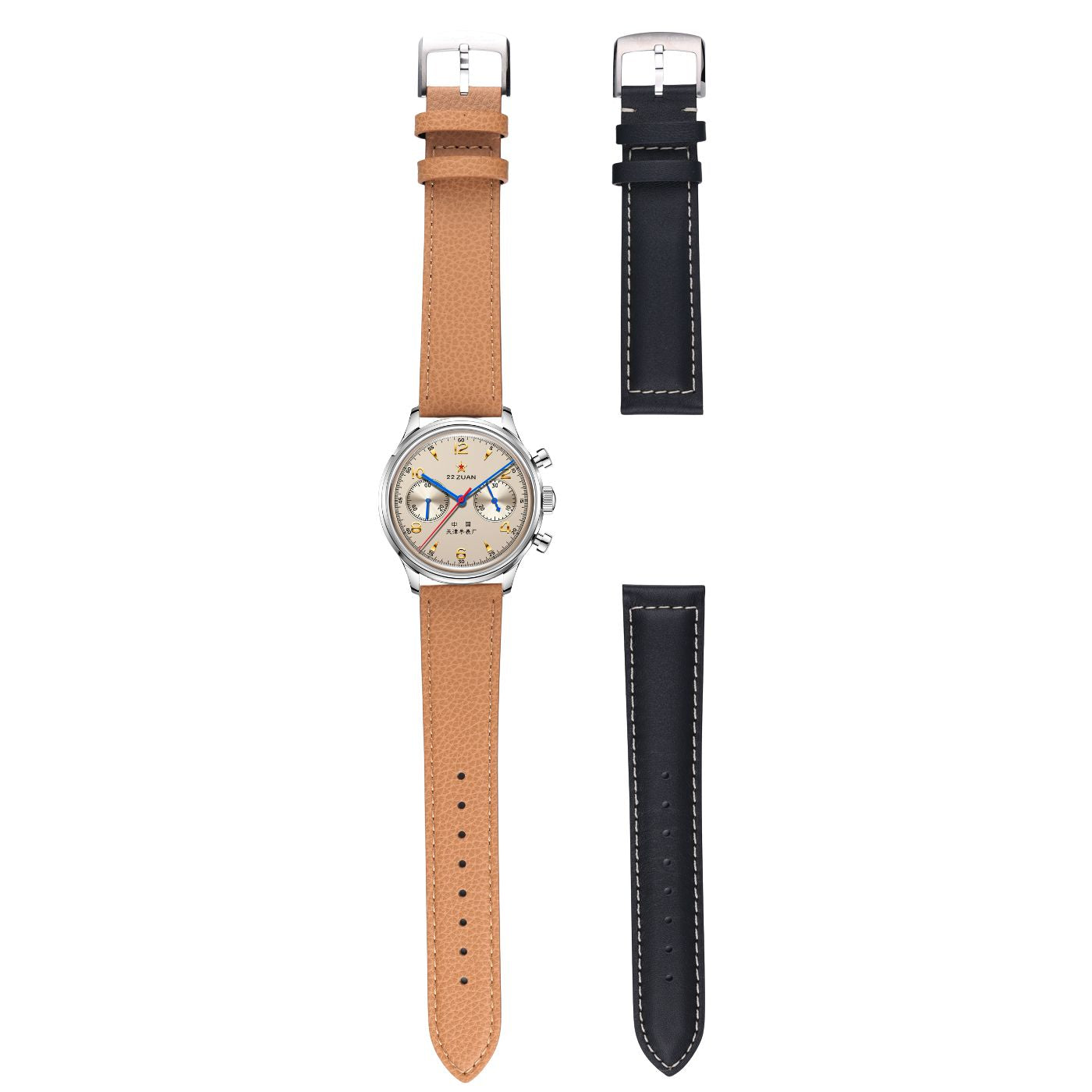 Sea-gull BD2107BC klokkerem khaki skinn 20 mm